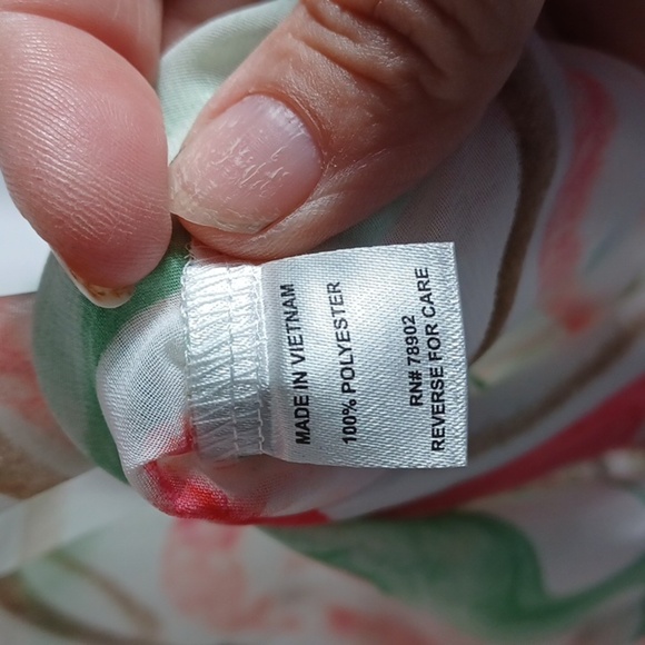 Erin London Sz M Button Up Blouse/cover-up, sheer, oversized, white green red - Picture 5 of 7